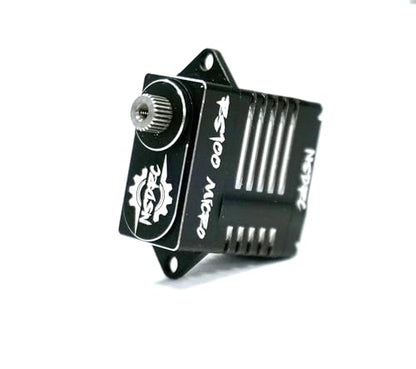 NSDRC RS100 High Torque Micro Servo for SCX24 Servo, TRX4M Servo - Premium Black CNC Aluminum, 5V - 8.4V - 1/24 & 1/18 Scale RC Cars Electronics, Water Resistant (RS100 - Micro SERVO)