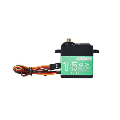 15KG RC Servo Motor Steering Servo Metal Gear Waterproof with 25T Servo Horn for RC Car Truck Boat Helicopter Model Parts, Control Angle 180° (Green-15kg) - color: Green-15kg
