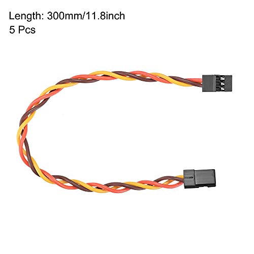 uxcell 5pcs 3-Pin Servo Extension Cable Cord Connectors Lead Wire Male to Male 22AWG 60-Cores Servo Receiver Wire