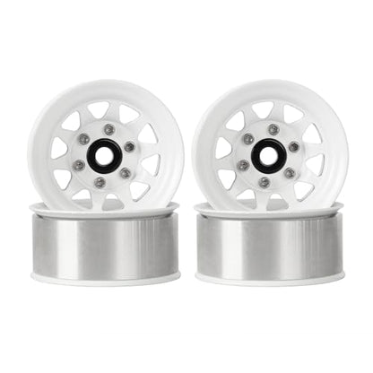 4PCS 1.55 Inch Aluminum Alloy Metal 10Holes Beadlock Wheel Rim Hubs Replacement Accessory for Tamiya AX90069 D90 TF2 CC01 CC02 1/10 RC Crawler Car Upgrade Parts(A-White) - color: A-white