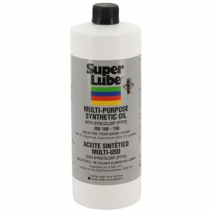 Super Lube 51030 Synthetic Oil with PTFE, High Viscosity, 1 quart Bottle, Translucent White - size: 32 fl oz