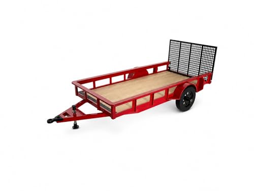 AM Scale 1/24-1/18 Utility Trailer, Compatible with axial SCX24, Traxxas TRX4M, Kyosho mini-z 4x4 (Red) - color: Red