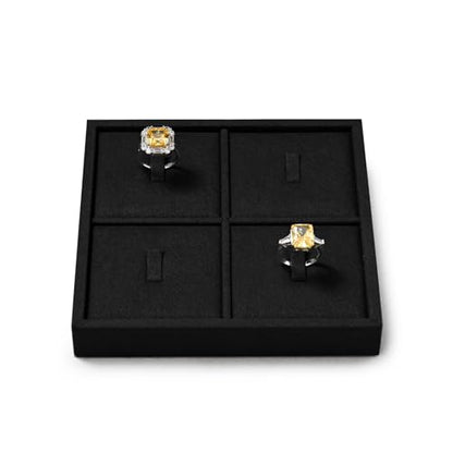 Oirlv Microfiber Jewelry Ring Display Tray Black | Black Microfiber Tray, 5.51"X5.51"X0.79", Elegant Black Makes Jewelry Pop, Perfect for Display - style: P13701