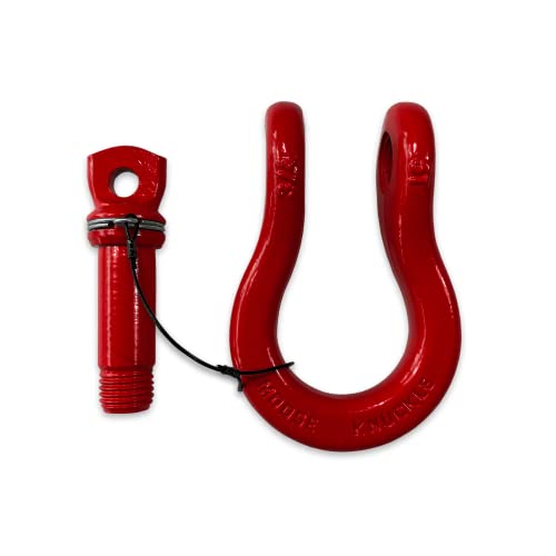 B'oh Spin Pin 3/4” Recovery Shackle | 10,000 lbs Capacity - High-Strength Carbon Steel with 7/8" Pin Recovery Gear Towing Accessories - Pin Style : Screw, Flame Red - color: Flame Red