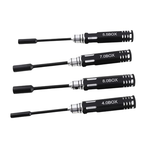 JTLB 4pcs Hex Socket Nut Driver Set Hex Wrench Set Key 4.0MM 5.5MM 7.0MM 8. with Aluminum Alloy Handle for RC Cars Model Airplanes