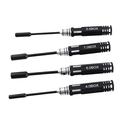 JTLB 4pcs Hex Socket Nut Driver Set Hex Wrench Set Key 4.0MM 5.5MM 7.0MM 8. with Aluminum Alloy Handle for RC Cars Model Airplanes