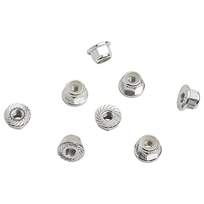 8PCS Flange M4 Lock Nuts Serrated Nylon Self-Tightening Aluminum M4 Wheel Hardware for Axial HPI TLR ECX Model RC Car Vehicles Upgraded Replacement Parts (Silver) - color: Silver