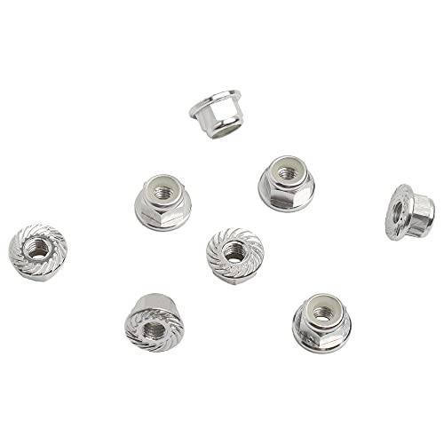 8PCS Flange M4 Lock Nuts Serrated Nylon Self-Tightening Aluminum M4 Wheel Hardware for Axial HPI TLR ECX Model RC Car Vehicles Upgraded Replacement Parts (Silver) - color: Silver