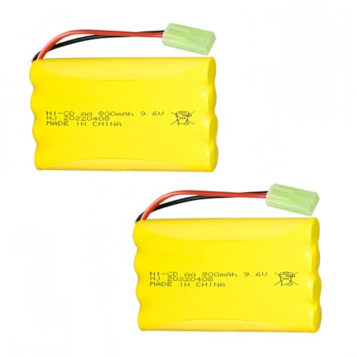 9.6V 800mAH Ni-Cd AA Battery Pack Rechargeable with Mini Tamiya Connector Plug for Remote Control Electric Car Toys 2 Pack