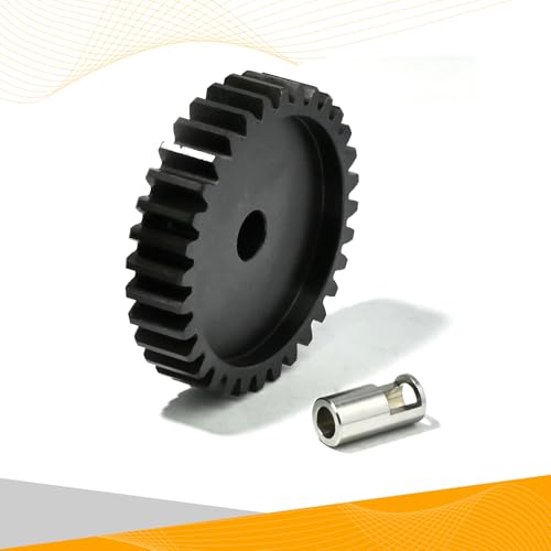 M1.5 32T Pinion Gear 8mm Bore with 8mm to 5mm Shaft Adapter Sleeve, Chromium Steel Motor Gear with Set Screw & Hex Key for Traxxas ARRMA Losi 1/5 1/8 RC Cars - size: 32T