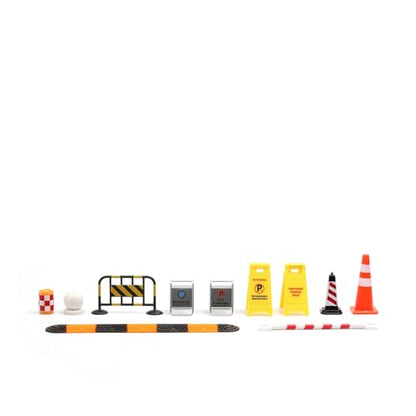 Mini Traffic Signs and Speed Bumps for 1/18 1/24 1/30 RC Cars | Miniature Plastic Road Cones, Parking Signs, Speed Bump,Garage Diorama, Scene Setup & Decoration,Simulated Traffic