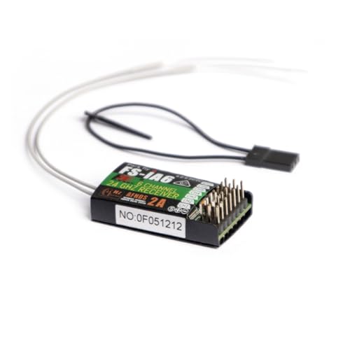 JeeFly RC Receiver FS-iA6 6-Channel 2.4GHz Remote Control Receiver with Dual Antenna Compatible with FS-i4/i6/i10/GT2E/GT2F/GT2G Transmitters for RC Airplanes, Helicopters & Drones
