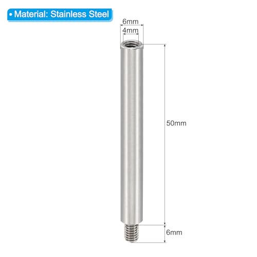 PATIKIL 6pcs M4 Standoffs, M4 50+6mm Spacer Standoffs Steel Threaded Standoffs Screws Kit 4mm ID 6mm OD Metric Male Female Thread Adapters for Circuit Board PCB RC Drones Motherboard - size: 50+6mm L