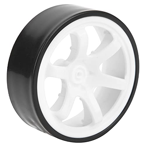 4Pcs 1/10 RC Drift Wheel Tire Set, 12mm Hex White Rims Fit HSP HPI Car | 6 spoke design, hard wear-resistant tires, easy to install, perfect replacement for on-road drift racing car parts