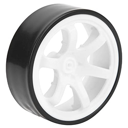 4Pcs 1/10 RC Drift Wheel Tire Set, 12mm Hex White Rims Fit HSP HPI Car | 6 spoke design, hard wear-resistant tires, easy to install, perfect replacement for on-road drift racing car parts