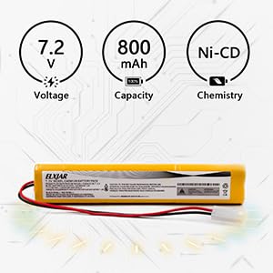 (2-Pack) 7.2V 800mAh Ni-Cd Battery for OSI OSA279, XLT20 Fisher | Fits Power Sonic A6090-2/A60902, NIC0623 and CUSTOM289 emergency lights; includes MINI-9030EC connector.