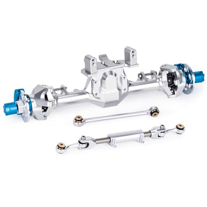 +9mm Front Rear Axle with Hydraulic Steering Link for Axial SCX24 Deadbolt C10 JLU Gladiator Bronco 1/24 RC Crawler Upgrade (Silver) - color: Silver