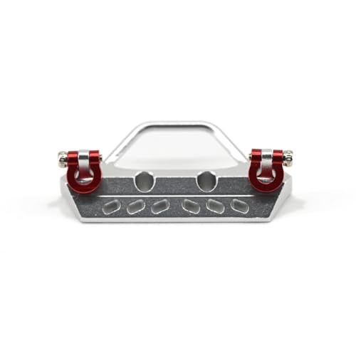 Details RC Aluminum Alloy Front Bumper with Red Shackles for Axial SCX30 Jeep Wrangler, 1/30 Scale RC Car Upgrade Part (Sliver) - color: Sliver