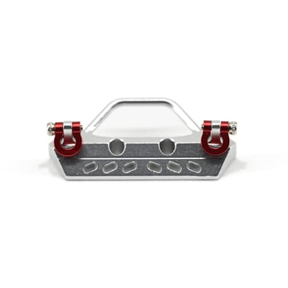 Details RC Aluminum Alloy Front Bumper with Red Shackles for Axial SCX30 Jeep Wrangler, 1/30 Scale RC Car Upgrade Part (Sliver) - color: Sliver