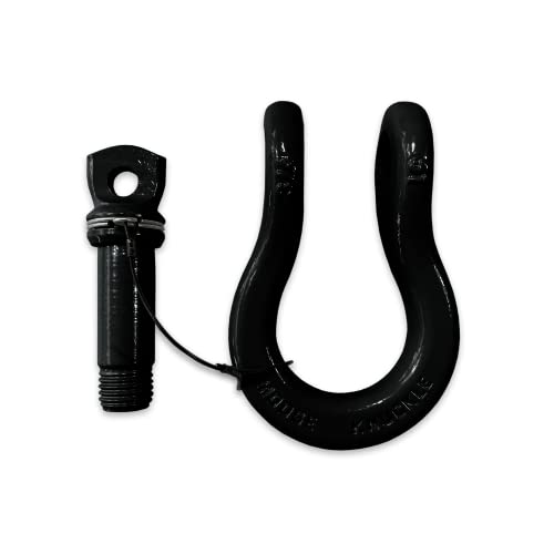 B'oh Spin Pin 3/4” Recovery Shackle | 10,000 lbs Capacity - High-Strength Carbon Steel with 7/8" Pin Recovery Gear Towing Accessories - Pin Style : Screw, Black Hole - color: Black Hole
