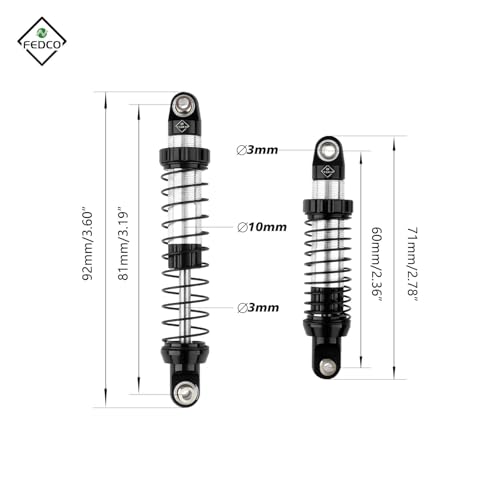 UTB18 Shocks 92MM Long Travel Shocks Absorber for Axial Capra UTB18 Upgrades Trail 4WD 1/18 RC Crawler - color: Black