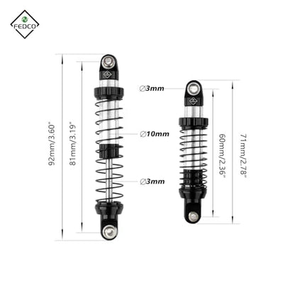 UTB18 Shocks 92MM Long Travel Shocks Absorber for Axial Capra UTB18 Upgrades Trail 4WD 1/18 RC Crawler - color: Black