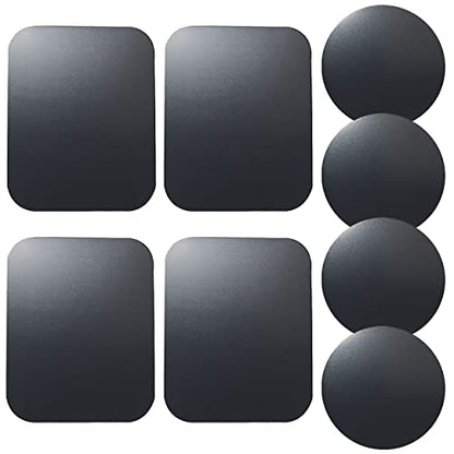 Replacement Metal Plates Set (8 Pack) for Magnetic Car Phone Holders, Wall, Air Vent Mounts, Cases, Magnets. Kit of 4 Black Round and 4 Rectangular Iron Discs Without Holes. 3M Adhesive Backing. - color: Mix / 8 Pack