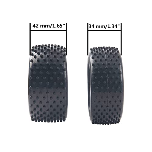 16-Spoke OD 86mm/3.38'' 16-Spoke 12mm Hex Hub Wheel Rims & Rubber Tires Compatible with Redcat Tornado HPI HSP Kyosho Losi 1/10 Scale Off Road Buggy (White) - color: White