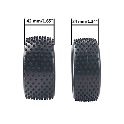 16-Spoke OD 86mm/3.38'' 16-Spoke 12mm Hex Hub Wheel Rims & Rubber Tires Compatible with Redcat Tornado HPI HSP Kyosho Losi 1/10 Scale Off Road Buggy (Black) - color: Black