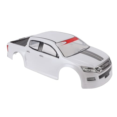 Drfeify 1/10 RC Car Shell, PVC Remote Control Truck Body Shell Cover Spare Part for 26cm Wheelbase (White) - color: White