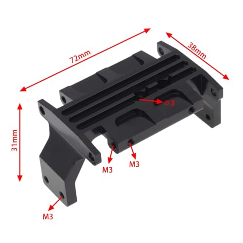 RC car Components Compatible with Axial for SCX10 D90 D110 TF2 1/10 RC Crawler Upgrade Parts Metal Gearbox Transfer Case with 72mm Mount | Black - color: Black