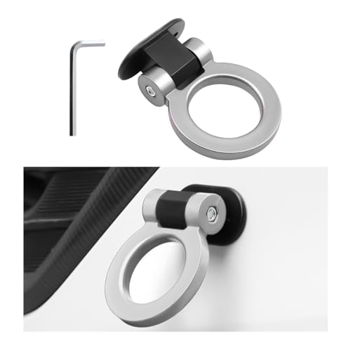 Ohleats Tow Hook Kit, ABS Car Tow Hook Trailer Hitch Sticker Only for Decoration, Bumper Trailer Hook Sticker for Cars, Trucks and Sedans, Universal Exterior Car Accessories (Silver) - color: Silver