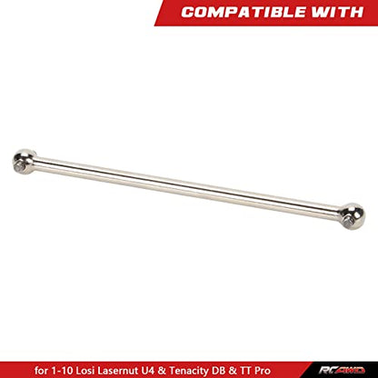 RCAWD Front Center Dogbone for 1/10 Losi lasernut U4 & Tenacity T & Tenacity TT PRO & Tenacity DB & Tenacity SCT Upgrades, 131mm Driveshaft #45 Steel Parts for #LOS232033 Silver - color: Silver
