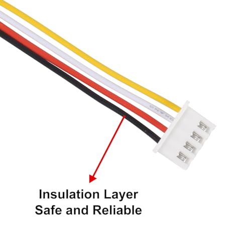 Alinan 20pcs JST-XH2.54mm 4 Pin Connector Kit, Included 10pcs Mini 4 Pin 26AWG Female Connector Plug with 200mm Cable Wire and 10pcs Micro 4Pin Male Connector Plug - color: 4Pin 26AWG 200mm Cable