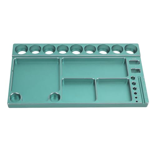 RC Screwdriver Tool Storage Rack, Aluminum Alloy Magnetic RC Socket Screws Tray Organizer, Prevent Slip Tool Holder with 4 Magnetic Pads for 1/8 1/10 1/12 RC Car, Airplane, Helicop (Green) - color: Green