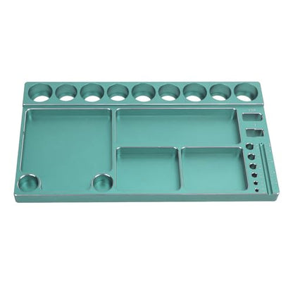 RC Screwdriver Tool Storage Rack, Aluminum Alloy Magnetic RC Socket Screws Tray Organizer, Prevent Slip Tool Holder with 4 Magnetic Pads for 1/8 1/10 1/12 RC Car, Airplane, Helicop (Green) - color: Green