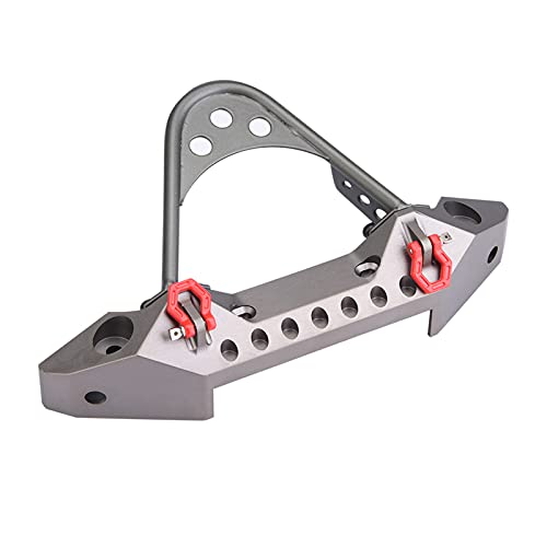 ZJchao RC Bumper, RC Front Bumper Metal Front Upper with 2 LED Lights for ‑4 1/10 Scale Crawler (Ti Color) - color: Ti Color