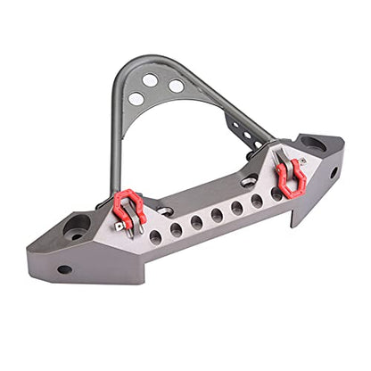 ZJchao RC Bumper, RC Front Bumper Metal Front Upper with 2 LED Lights for ‑4 1/10 Scale Crawler (Ti Color) - color: Ti Color