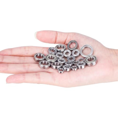 21pcs RC Bearing Kit Alloy Steel Ball Bearing Set High-Speed Sealed Bearing Set Compatible with 1/10 Traxxas Slash 4X4 4WD VXL Upgrade Parts DIY