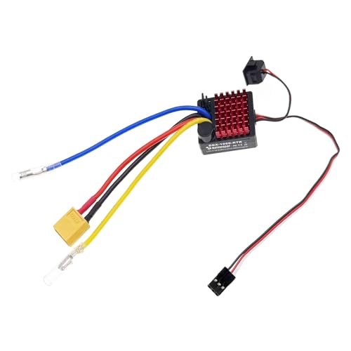 60A Waterproof Brushed ESC，1060 2-3s Electronic Speed Controller Waterproof RTR with XT60 Plug JR Plug for 540/550/380/370 Motors 1/10 Scale RC Crawler Car/Boats/Tanks