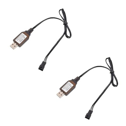 SM-3P Charger with SM-3PIN Plug for 7.4V 2S Lipo Battery RC Car RC Tank RC Boat Toys Universal 7.4V USB Charger Cable with Protection 2 Pack SM3P Charger
