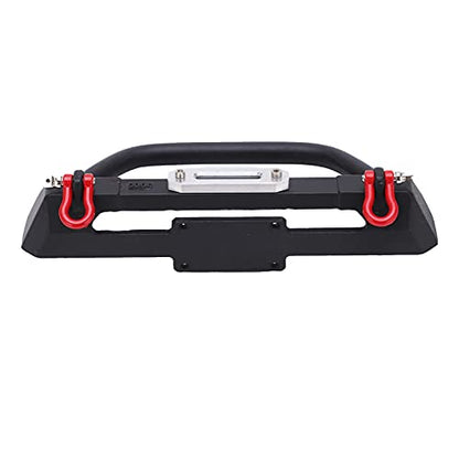 RC Rock Car Metal Front Bumper Heavy Duty Upgrade Parts for SCX10 90046 90047 1/10 RC Crawler Black Steel Aluminum 141x57mm 260g