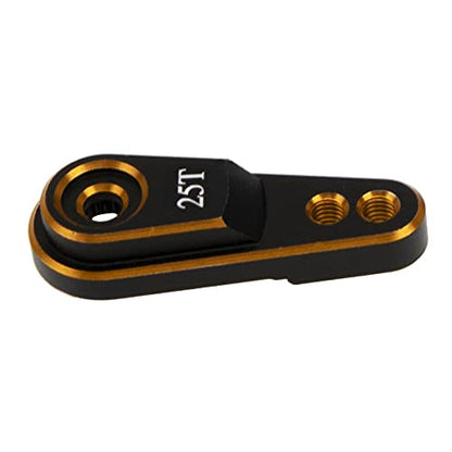 2Pcs Vgoohobby Metal 25T Servo Horn Steering Arm for Standard Servo Motors Compatible with Traxxas TRX4 Axial SCX10 Tamiya 1/10 RC Crawler Truck (Gold-Black) - color: Gold-black