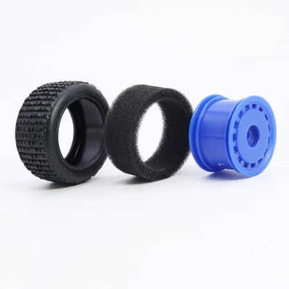 Pre-Mounted Pin Buggy Tires and Wheels Rims Hub Tires Set for 1/24 Losi Micro-B 1/28 Losi Micro-T Wltoys 244016 Upgrade Part (Blue Micro-T) - color: Blue Micro-t