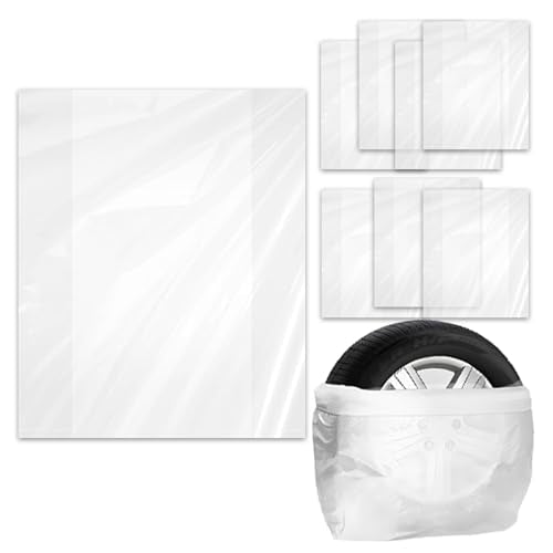 8PCS Extra-Large Tire Covers, Tire Storage Bags, Waterproof Dustproof Wheel Protective Cover, Automotive Accessories Tear-Resistant Plastic Spare Tyre Bags Universal for Most Vehicles (8PCS)
