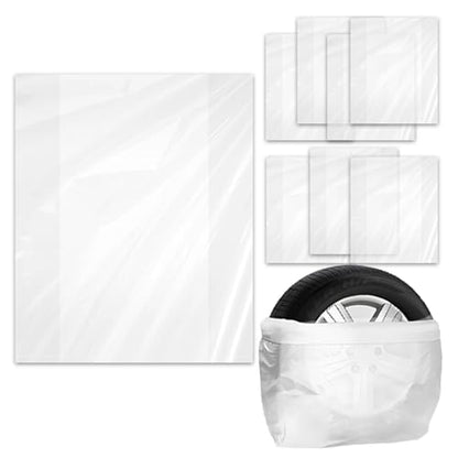 8PCS Extra-Large Tire Covers, Tire Storage Bags, Waterproof Dustproof Wheel Protective Cover, Automotive Accessories Tear-Resistant Plastic Spare Tyre Bags Universal for Most Vehicles (8PCS)