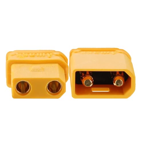 ELFCULB 10 Pairs Amass XT30UW Female & XT30AW Male Connector Plugs, Gold Plated Power Connectors for RC Drones, FPV, UAV and Robotics (Yellow) - color: 10 Pairs XT30UW