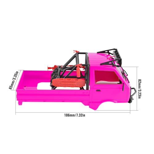 KT24 1/24 Kei Truck Hard Body Shell Kit for 133mm Wheelbase SCX24,MG | Plug-and-Play Lighting, For SCX24 C10/Bronco/Wrangler/Base Camp/4Runner - color: Rose Red