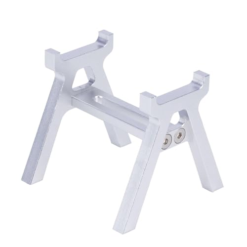 harayaa 2 Pieces RC Car Stand RC Repair Work Station Model Support Simulation Upgrade Compact Aluminum Alloy Suitable for Display Maintenance, Silver - color: Silver