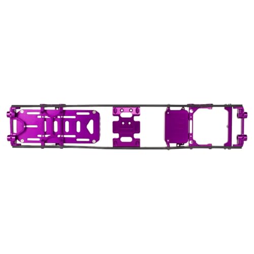 SCX10 Chassis Set for 1/10 RC Crawler w/Carbon Fiber Rails Metal Brace Skid Plate Adjustable Shock Mount Radio Box Battery Tray (Purple Set) - color: Purple Set